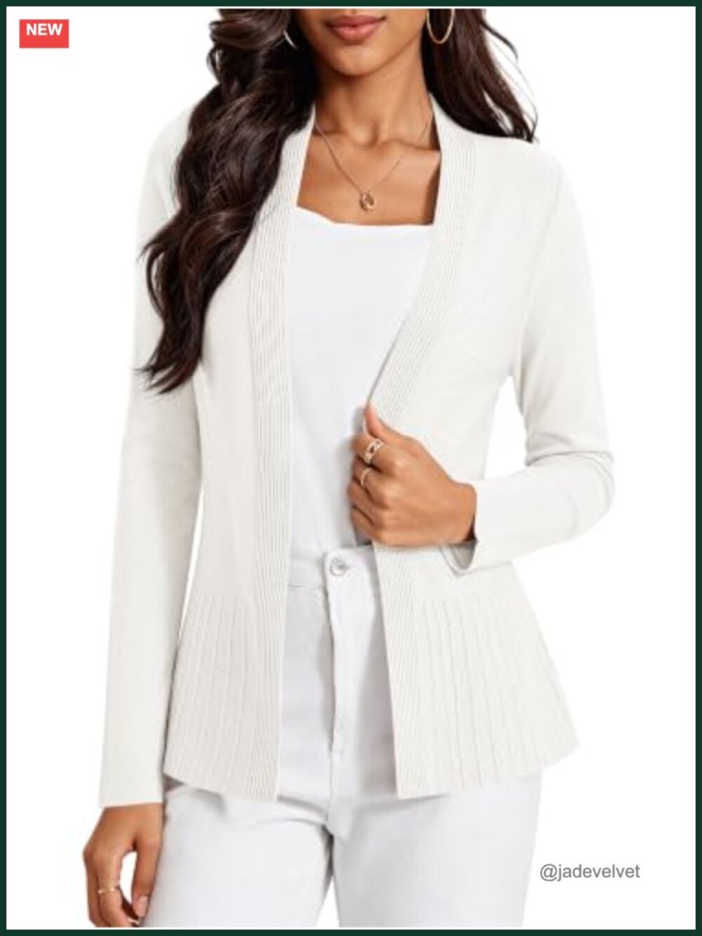 Womens Lightweight Long Sleeve Ruffled Hem Open Front Knit Cardigan